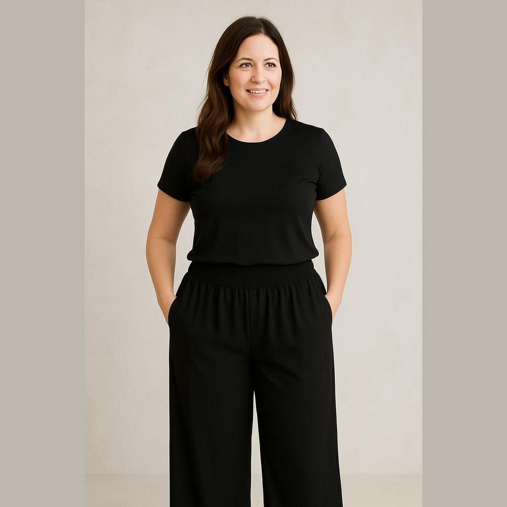 Black Wide Leg Smocked Waist Pants 2X Large